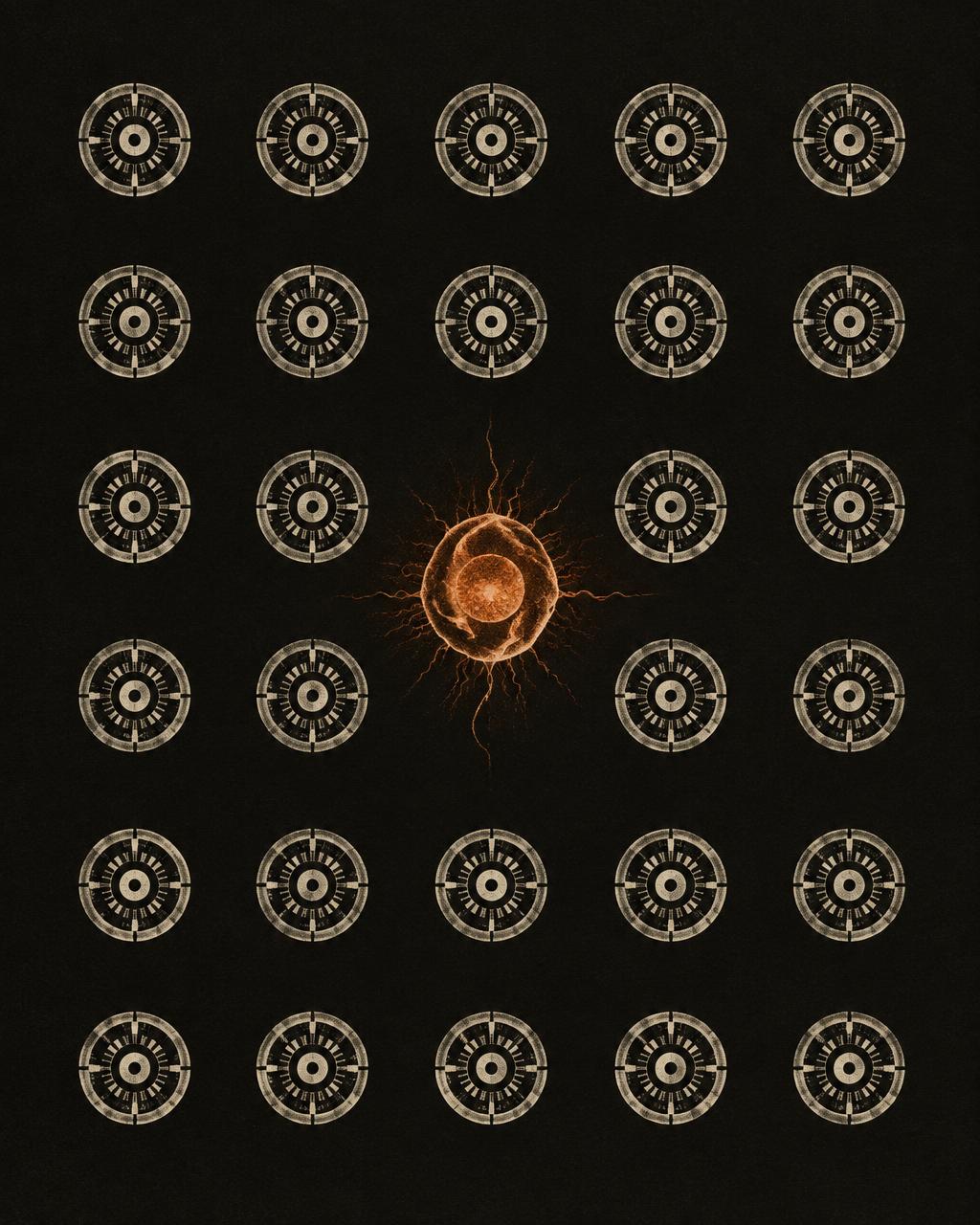 Exit 006 poster: one living pulse among mechanical forms