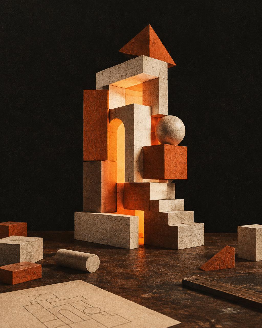 Exit 007 poster: raw forms becoming a living structure