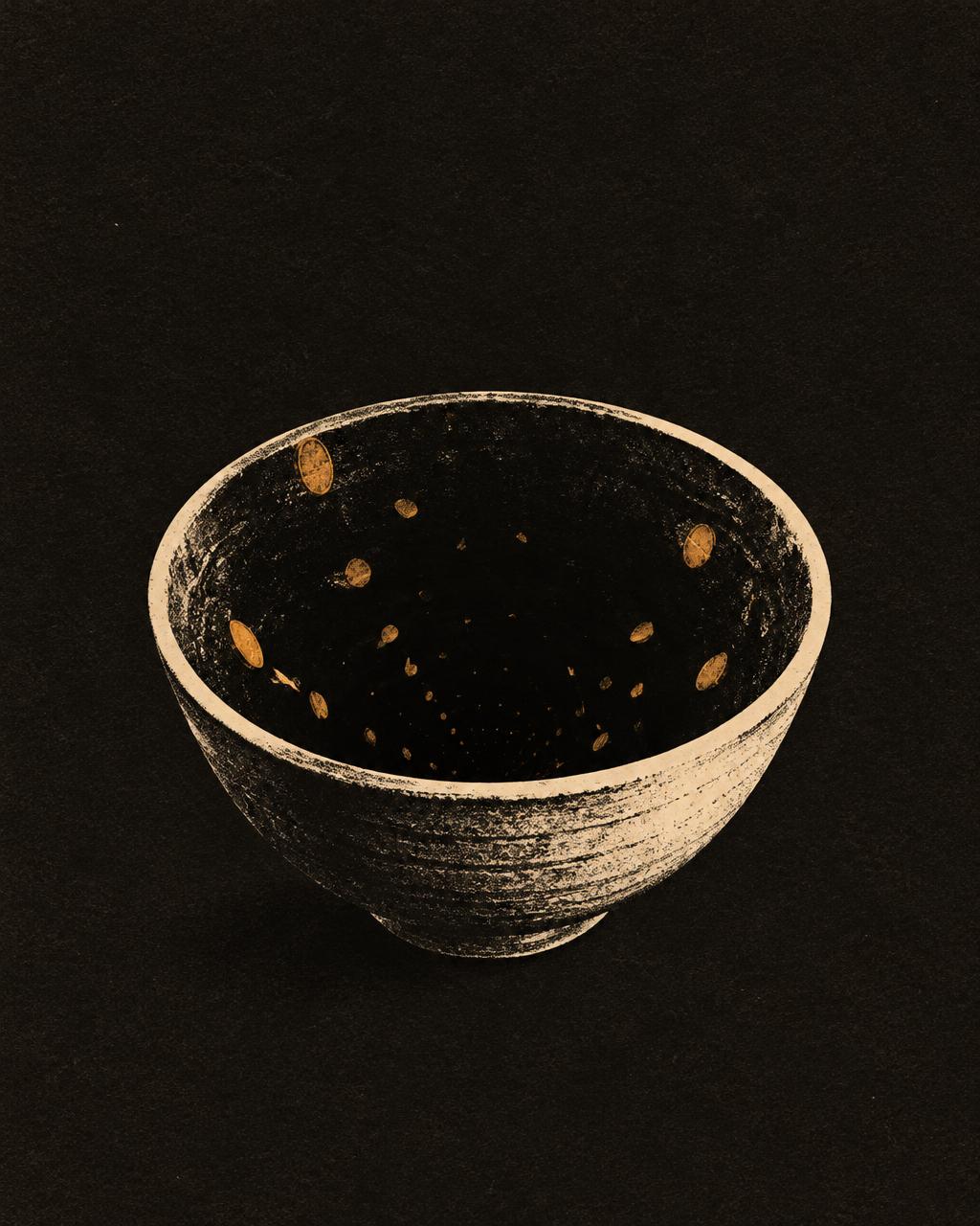 Exit 011 poster: a begging bowl opening into a bottomless void