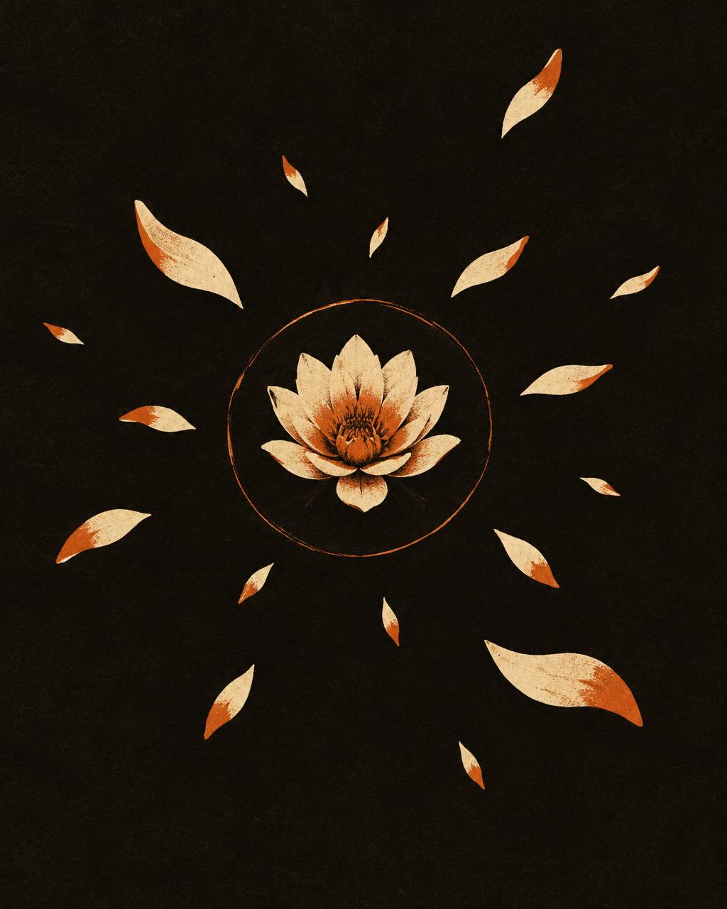 Exit 012 poster: an inner flower releasing luminous petals