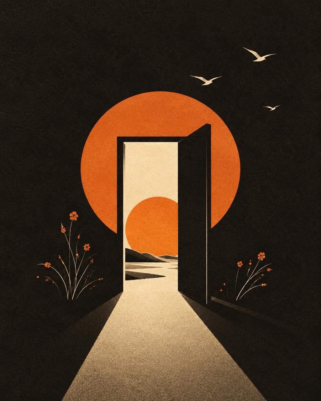 Exit 013 poster: an open door revealing the life already present